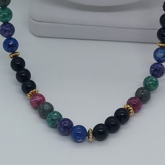 Glass bead multicolor necklace - Picture 2 of 4
